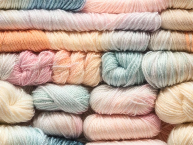 Foto kaschmir- und wollfäden zum stricken in pastellfarben