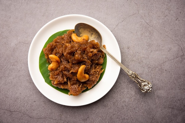 Foto kashi halwa o kasi halva es uno de los postres clásicos y tradicionales de karnataka elaborado con ash gourd o calabaza blanca o kaddu