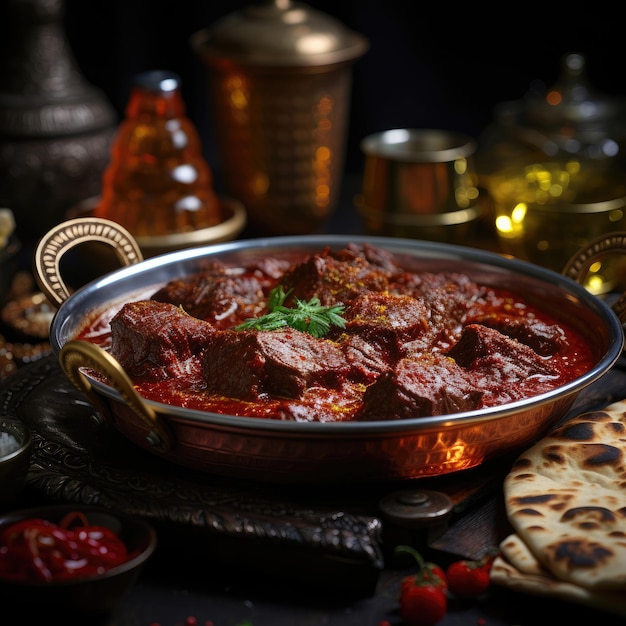 Foto kashmiri rogan josh curry tradicional de cordero de la región de cachemira cocinado en mughlai