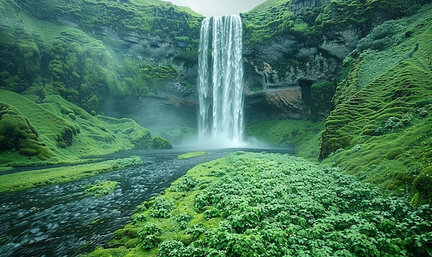 Kaskadenwasserfall, üppige grüne Umgebung