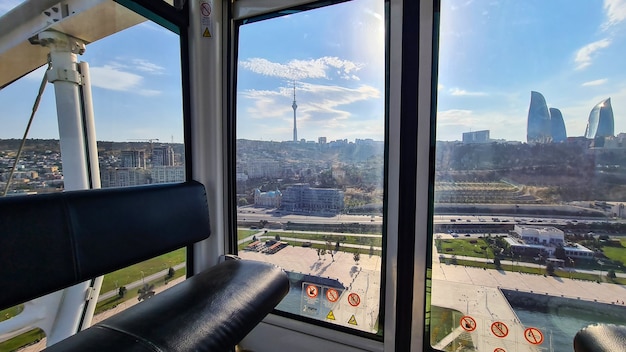 Kaspisches Meer, Stadt Baku, Blick vom Auge von Baku, Riesenrad Baku, Aserbaidschan,