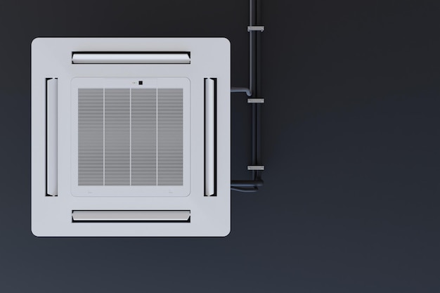 Kassettenklimaanlage an schwarzer Decke 3d