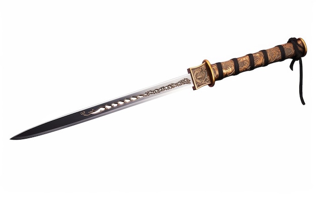 Foto katana japonesa autêntica com significado cultural em fundo branco