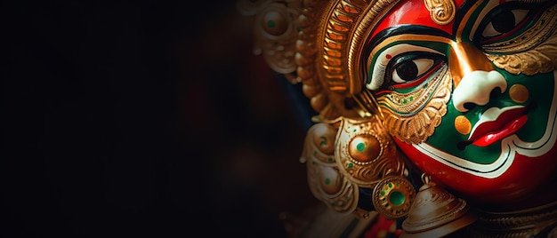 Foto kathakali-tanz-gesicht-close-up murugan-tänzer