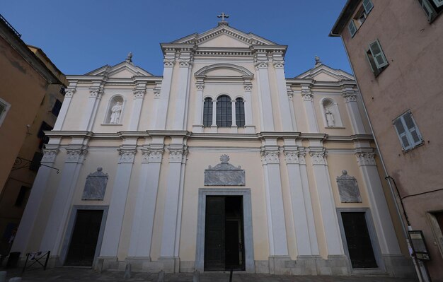 Kathedrale von SaintMarie Mariä Himmelfahrt am Abend Bastia Korsika Frankreich