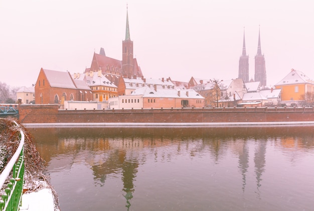 Kathedraleninsel im Wintertag, Breslau, Polen