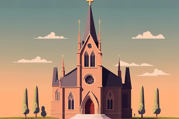 Katholische Kirche religiöse Architektur Gebäude Illustration