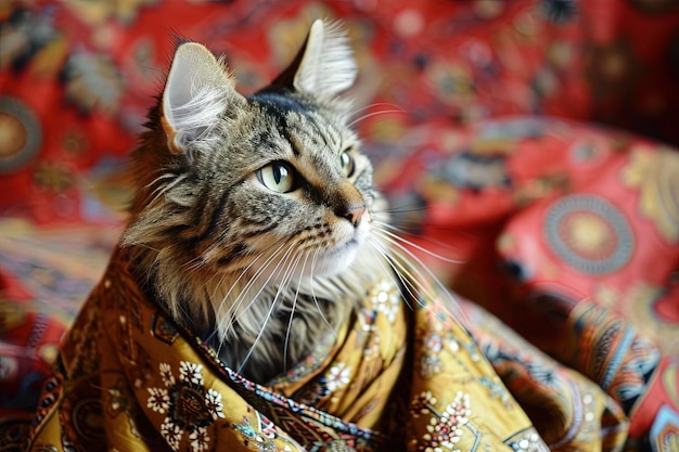 Foto katze als türkischer sultan in zeremoniellem kaftan