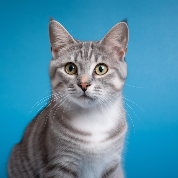 Foto katze auf blauem hintergrund