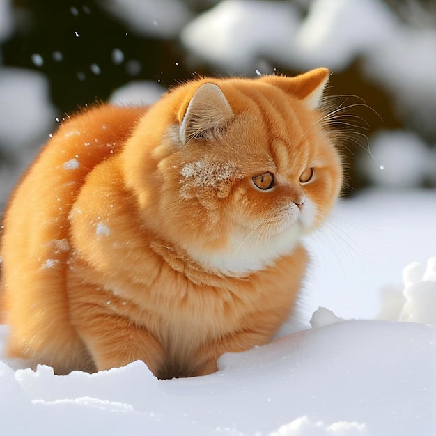 Katze, die im Schnee sitzt generative ai