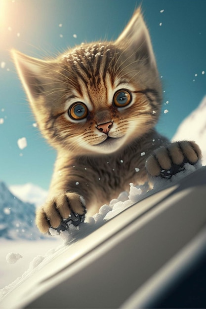 Katze, die im Schnee steht generative ai