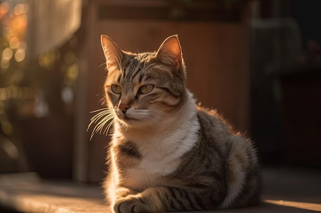 Katze entspannt sich in der Sonne