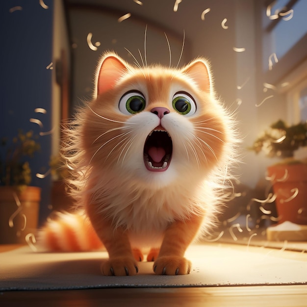 Foto katze im 3d-illustrationsanimationsstil