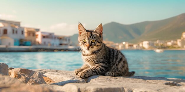 Katze im Urlaub ai generativ