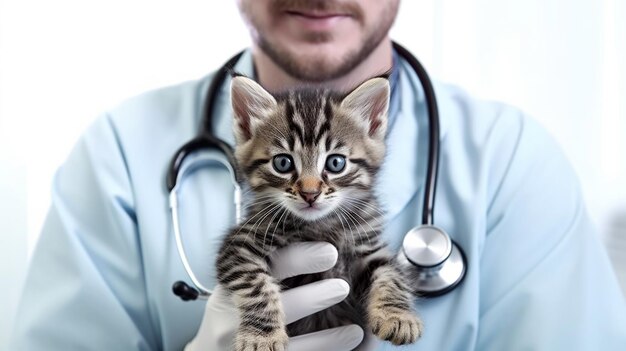 Katze in den Händen eines Arztes, Tierklinik, Behandlung von Tieren, generierte KI