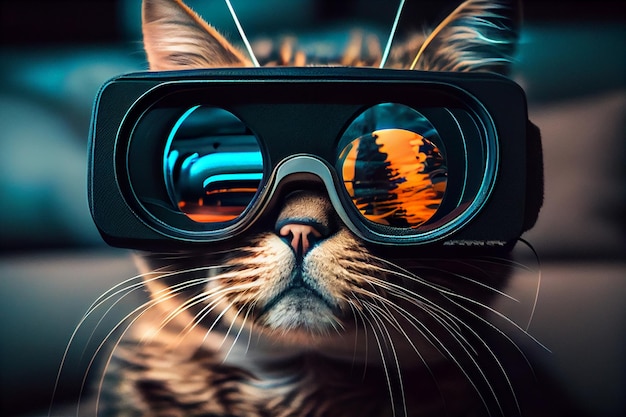 Katze in VR-Brille, generative ai