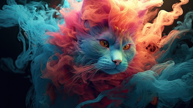 Katze in wunderschönem Kunstwerk ai generativ