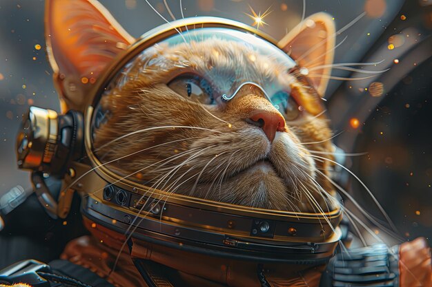 Katze intergalaktischer Raumfahrer Charakter Illustration Astronautenhelm