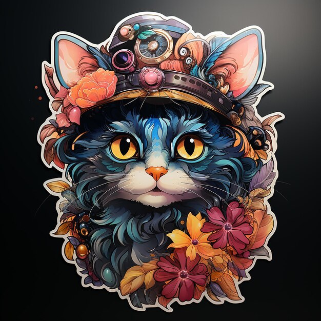 Katze mit Blumen