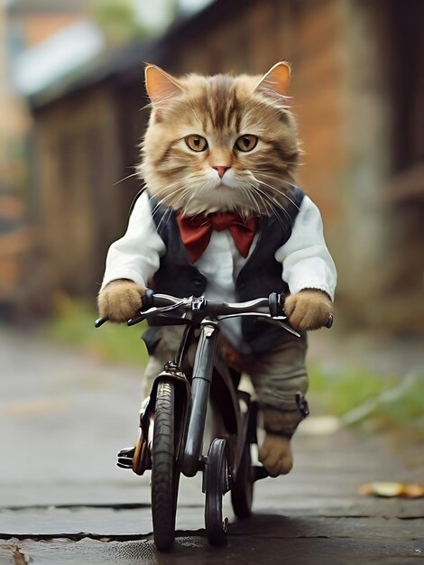 Foto katze mit fahrrad