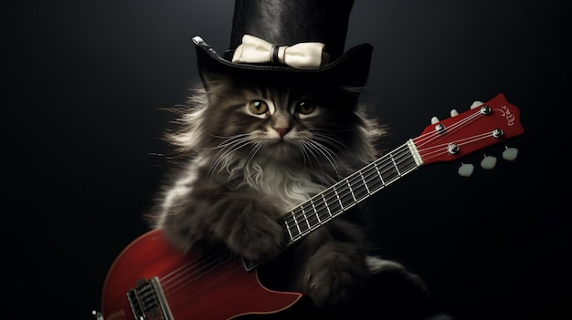 Katze mit Hut HD 8K Wallpaper Stock Photographic Image