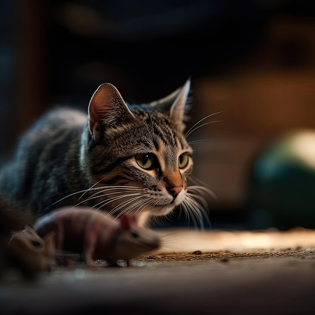 Katze mit Maus