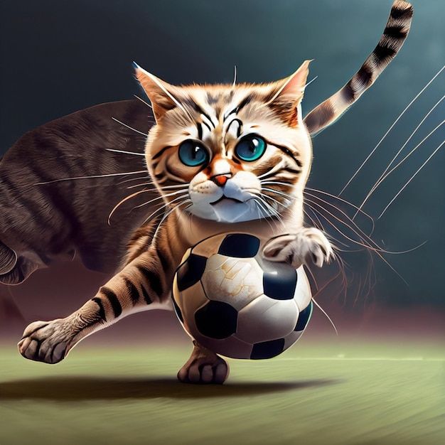 Katze spielt mit einem Ball