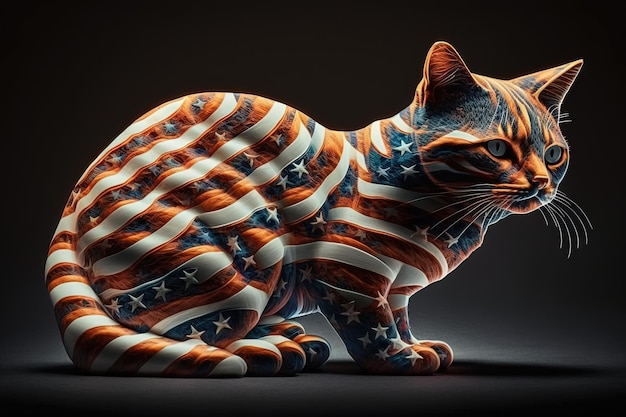 Katze usa flag form illustration generative ai