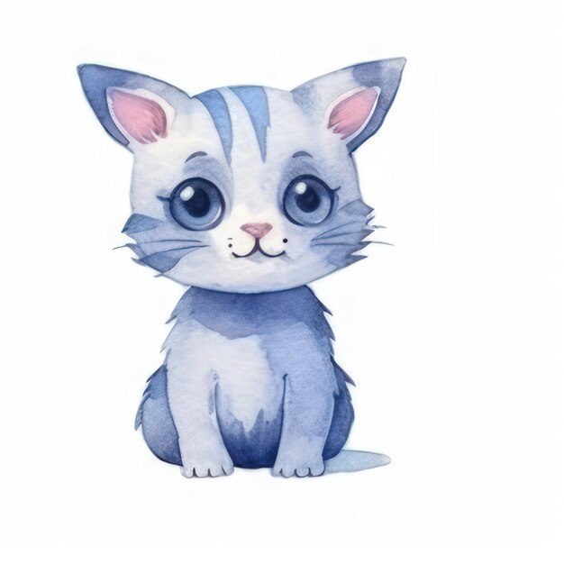 Katzen-Clipart, Aquarell, niedliche Cartoon-Katzenbilder, Haustier-Illustration, Kitty, süße Katze, weißer Hintergrund