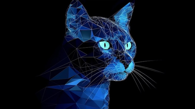 Katzen-Polygonal-Kunst-Hintergrund für Haustierfutter, Katzenmedizin, Katzenpflege, digitale Katze