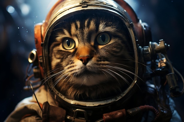 Katzenartiger Astronaut in Raumanzug-KI