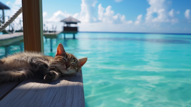 Katzenferien in einem schönen Ferienort entspannen sich katzenfreundliche Katzen chil