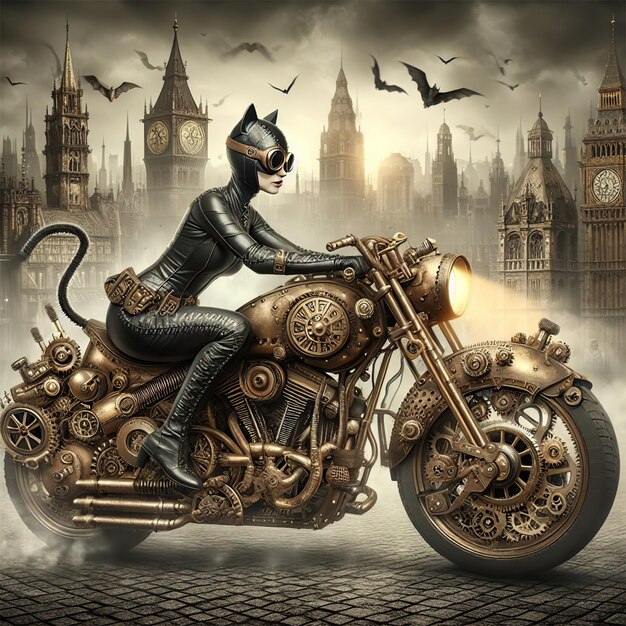 Katzenfrau im Steampunk-Stil