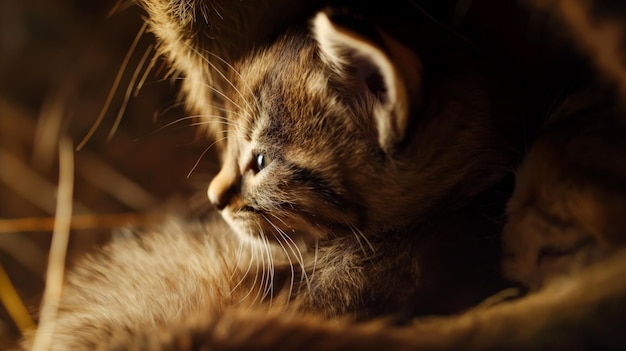 Katzenkühe, die gegen einen hellen Hintergrund gebären