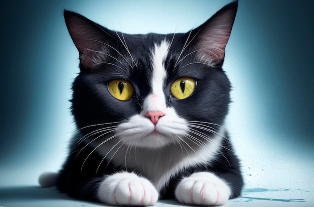 Katzenporträt eines Katers mit hübschen, schnauzengelben Augen. Generative KI