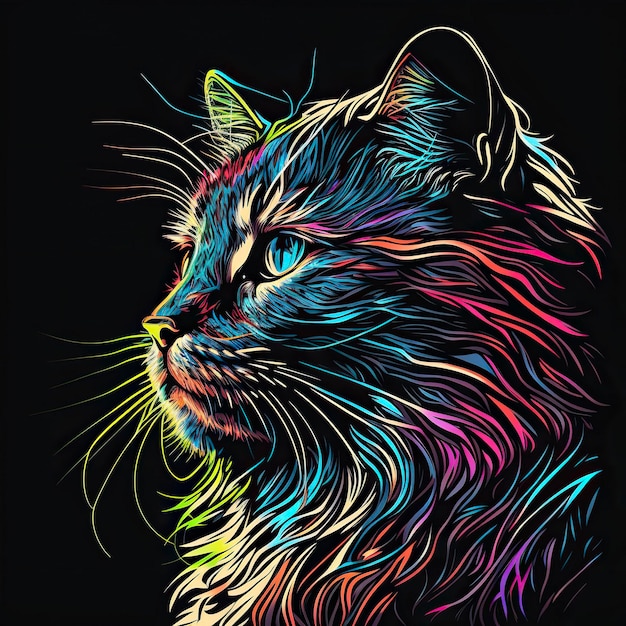 Katzenporträt in Regenbogenfarben Generative KI