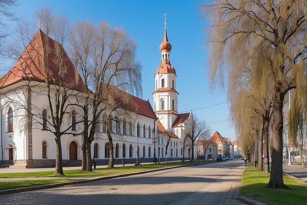 Foto kaunas lituania 1 de abril de 2017 paisaje urbano de kaunas con famosos