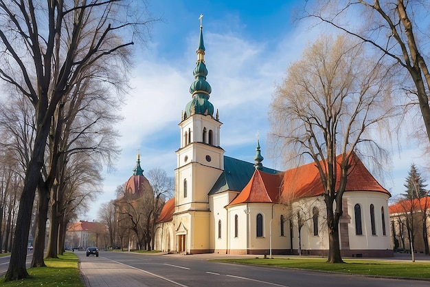 Foto kaunas lituania 1 de abril de 2017 paisaje urbano de kaunas con famosos