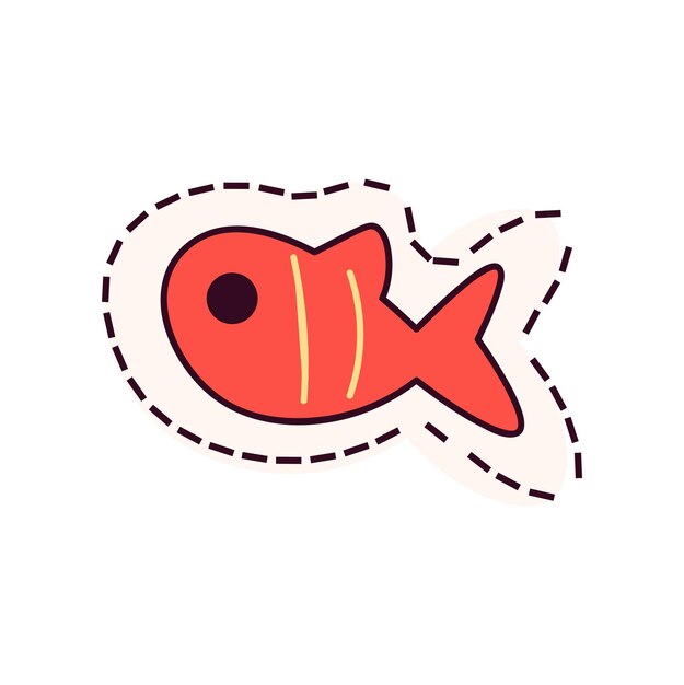 Kawaii adesivo de conjunto colorido Contra um fundo branco limpo este peixe