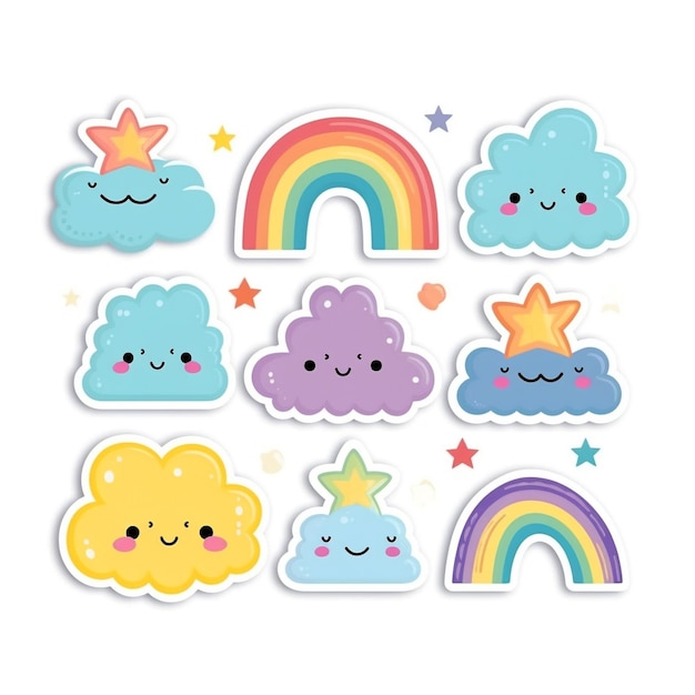 Foto kawaii arco-íris clipart bonito