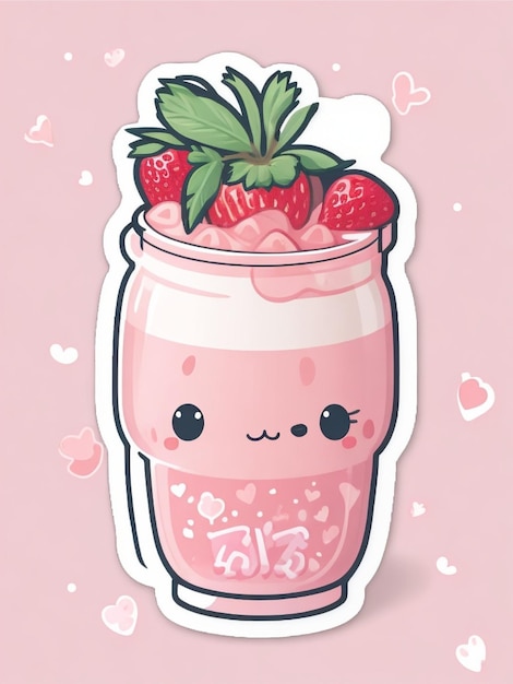 Foto kawaii batido de leche pegatina svg gráfico plano de kawaii.