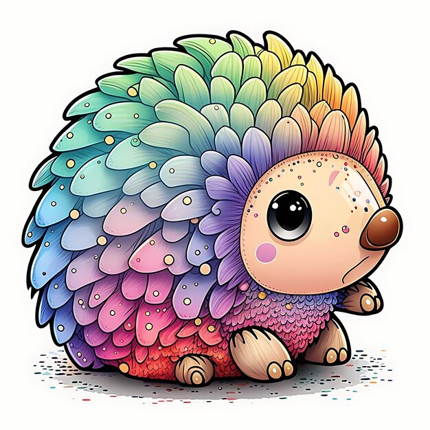 Foto kawaii echidna estilo de arte digital colorido