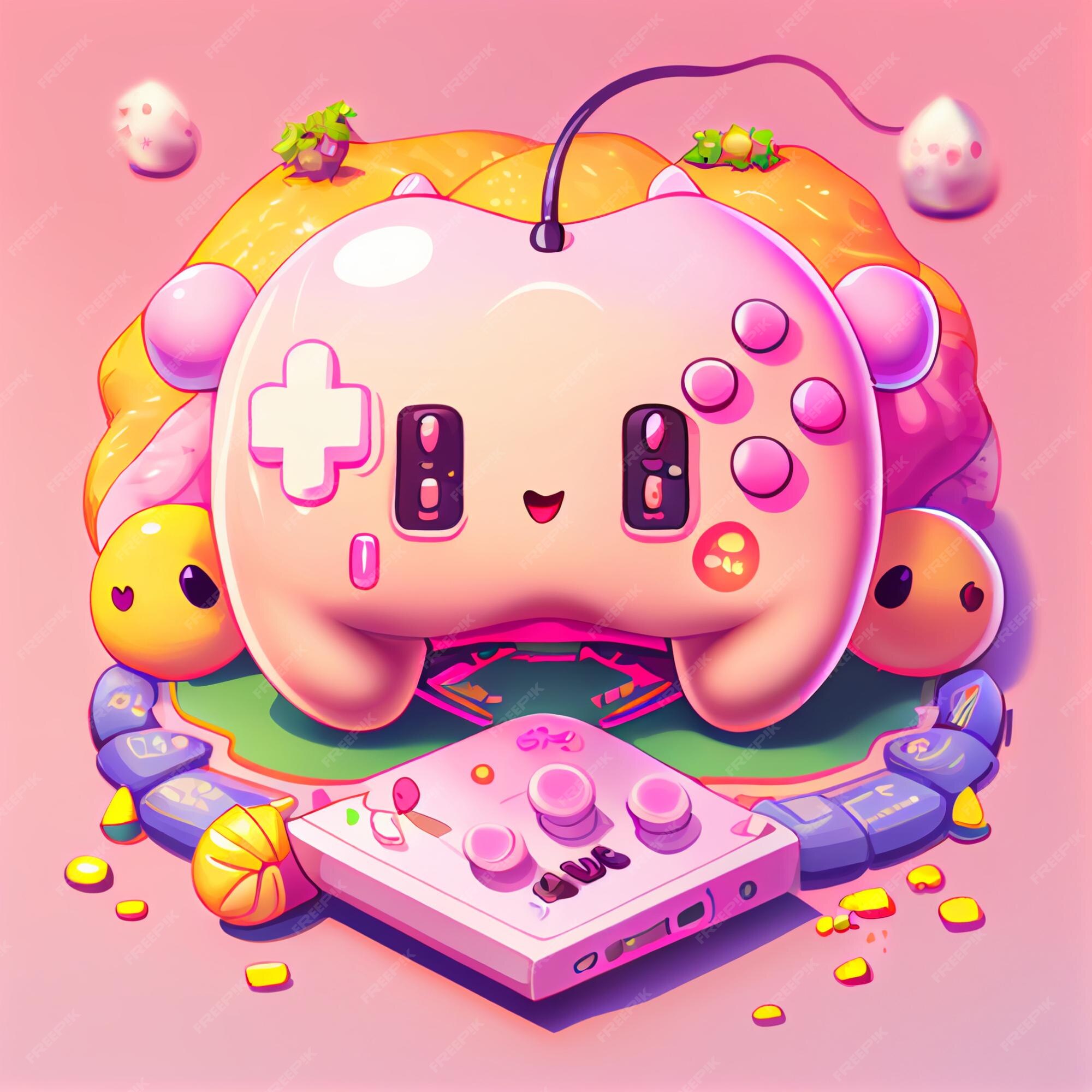 Kawaii gamer set videoconsole gaming pc ilustração de controlador de jogo  de computador