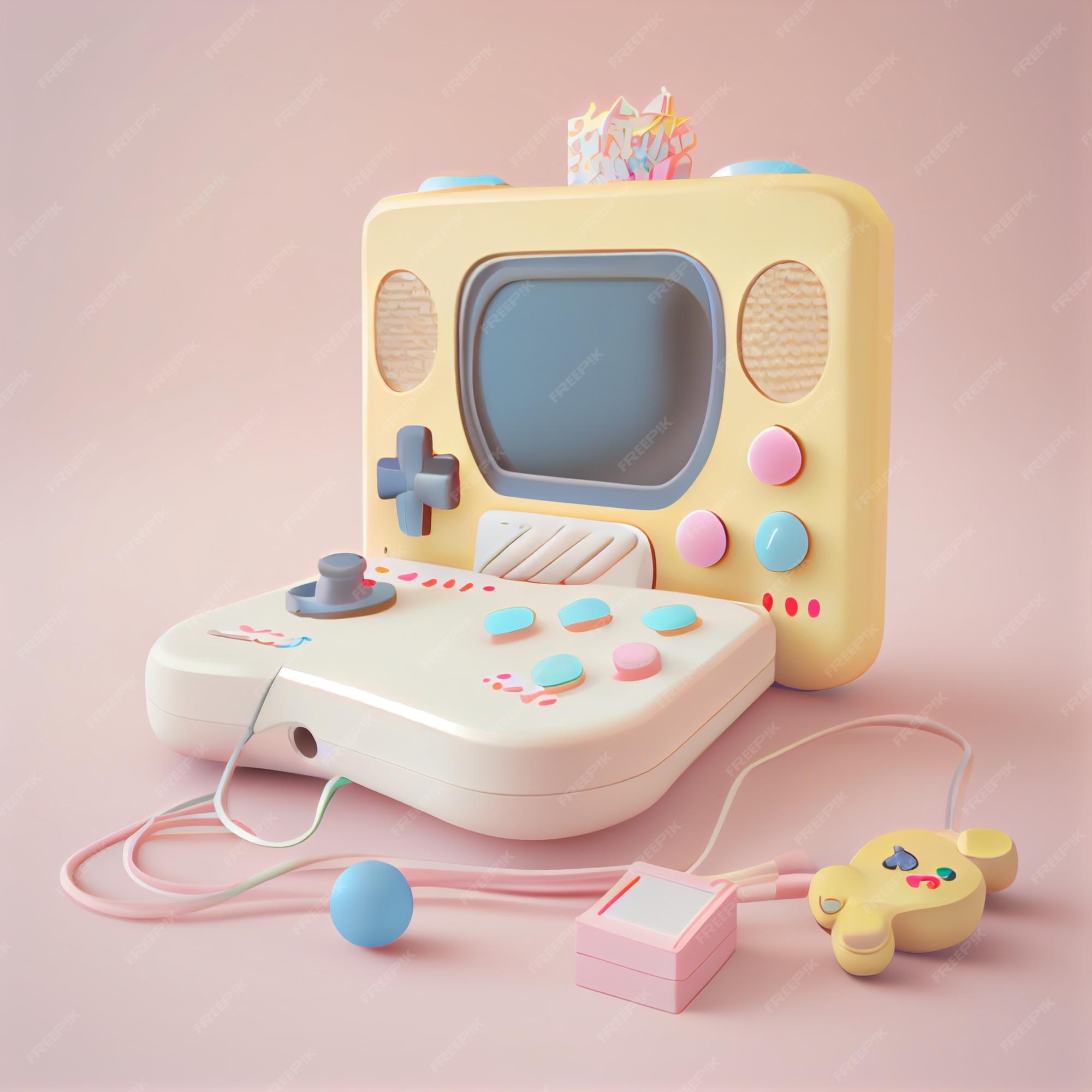 Kawaii gamer set videoconsole gaming pc ilustração de controlador de jogo  de computador