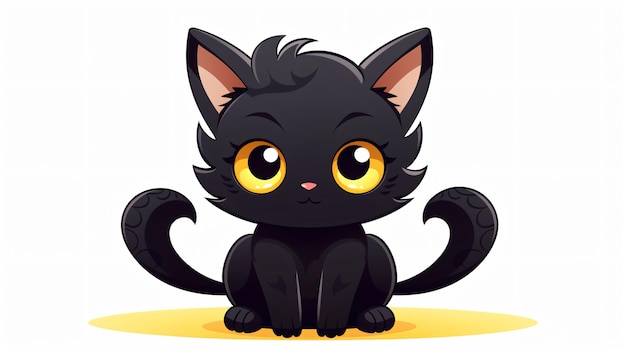 Foto kawaii gato preto halloween clipart isolado em branco