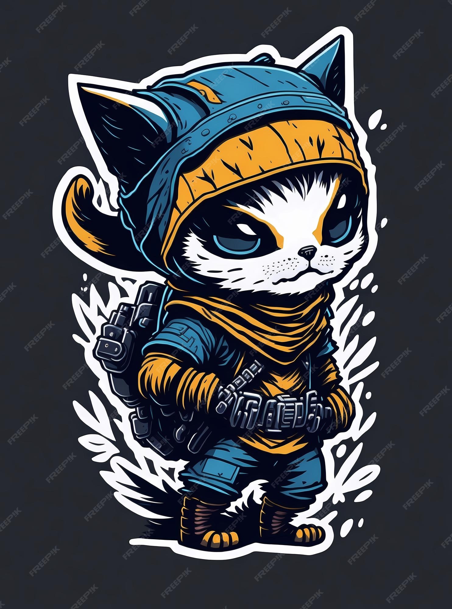 Desenho animado de ninjas japoneses kawaii, linda e adorável, arte de linha  · Creative Fabrica