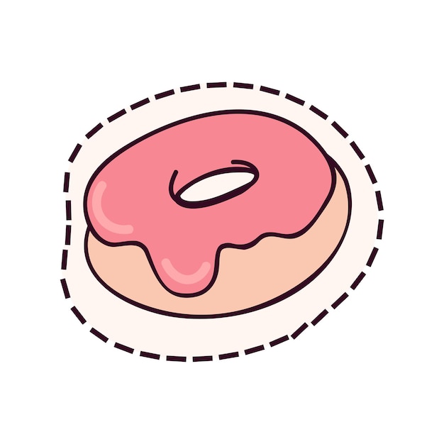 Kawaii pegatina de colorido conjunto contra un fondo blanco limpio esta rosquilla captura
