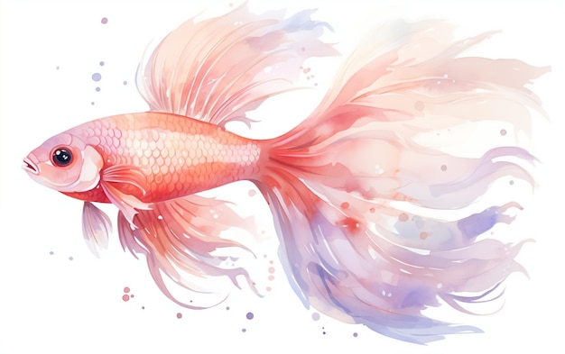 Kawaii Peixe em Aquarela Arte Generativa Ai