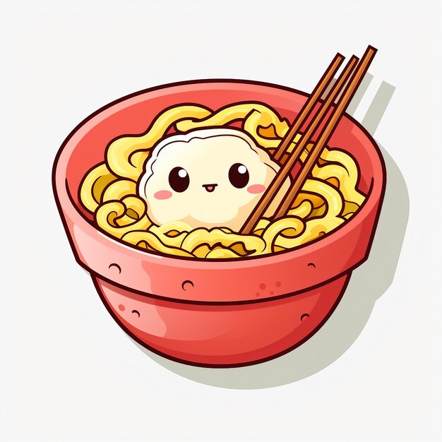 Foto kawaii ramen delight em fundo branco