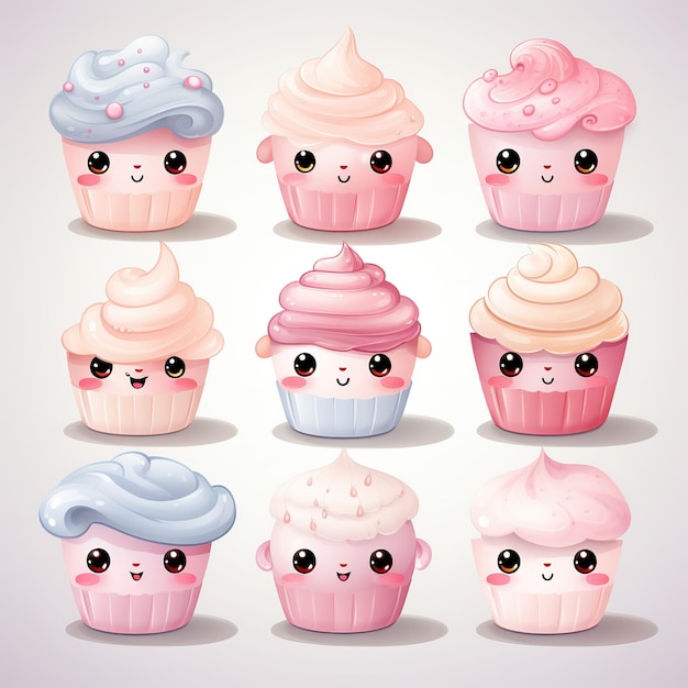 Kawaii süße Cupcake-Illustration